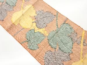 手織り紬葡萄に蔦模様織出し名古屋帯